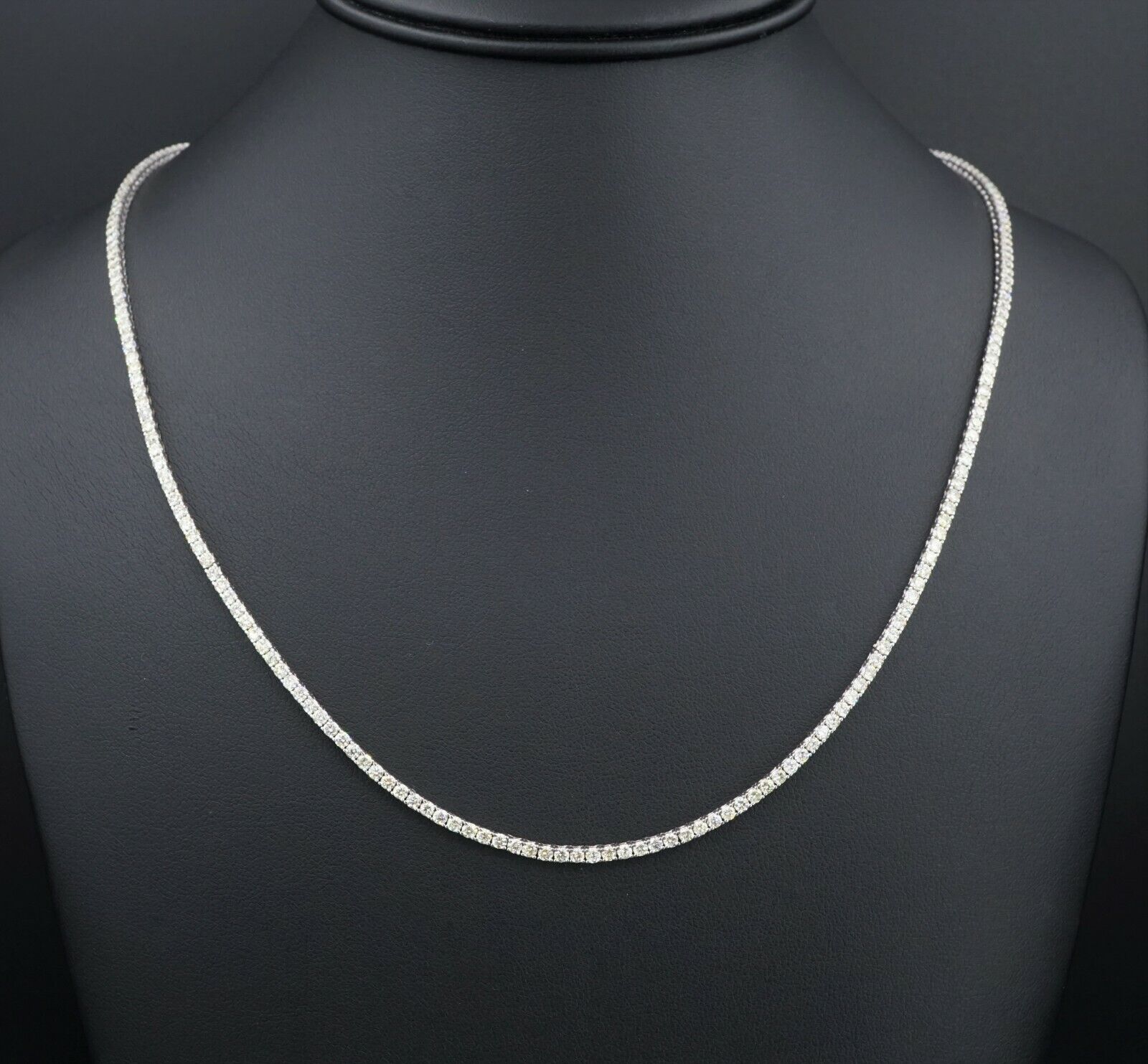 10ct Diamond Tennis Necklace 14k White Gold 22" Stackable, view 4