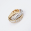 Tricolor Pave Diamond Eternity 3 Band Rolling Ring Gold Sz 8 4mm 3ct, view 2