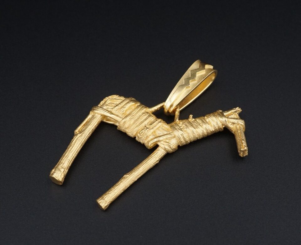 Artisan Charles Supplee Hopi 14k Yellow Gold Twig Horse Pendant PG1713