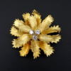 Asprey Vintage Floral Leaf Brooch 18k Gold Natural Diamond London, view 4