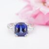 Platinum Sapphire Diamond Ring Natural Madagascar AGL Cert, view 6