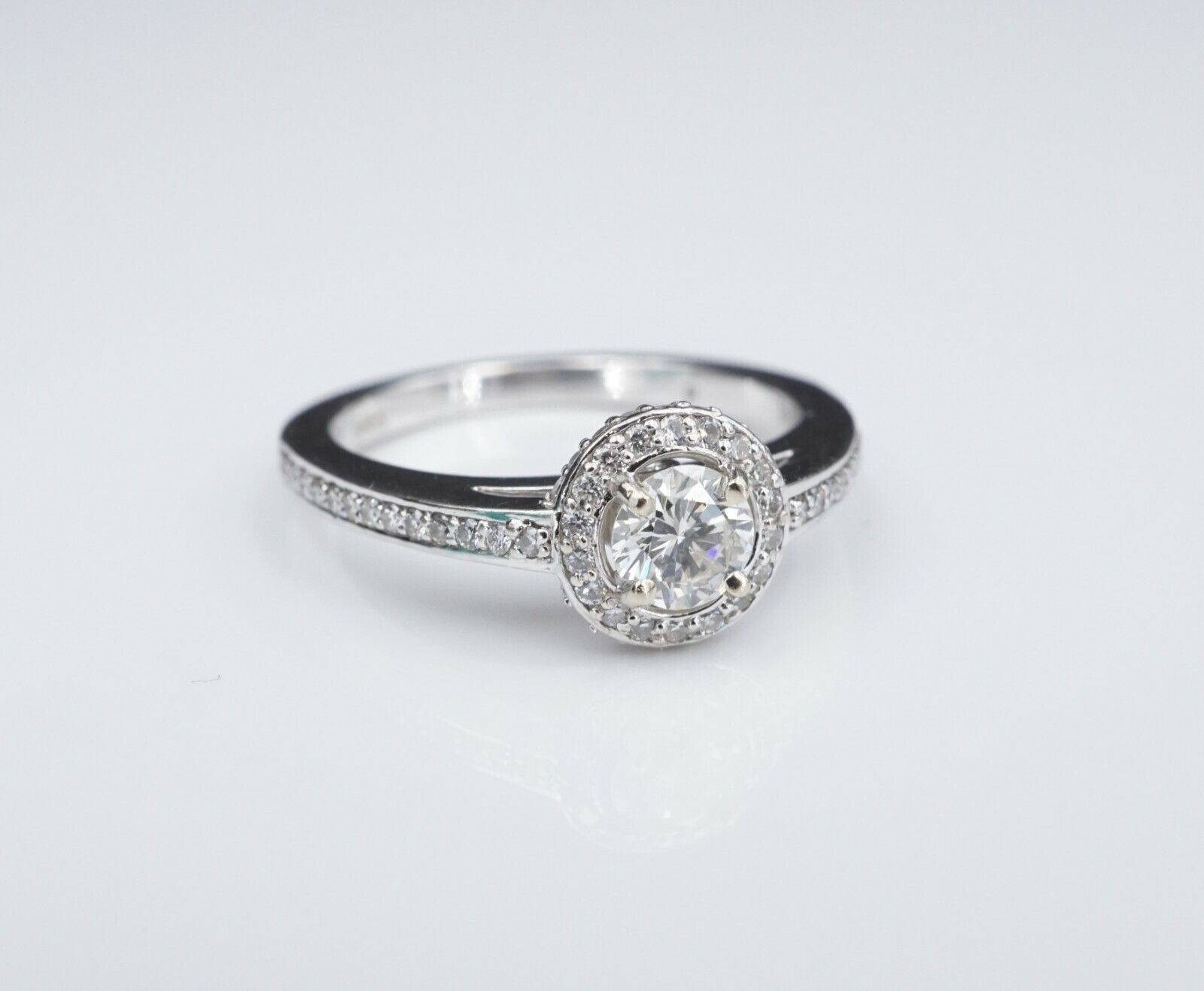 14k White Gold 1 carat RBC Halo Diamond Engagement Ring Size 7, view 2