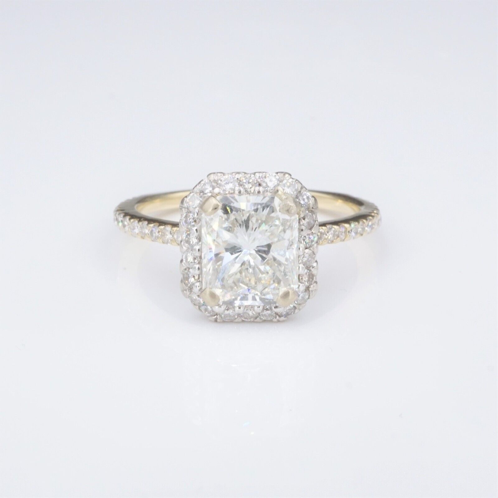 Diamond Halo Moissanite Engagement Ring 14K White Gold 3 carat Size 6.25, view 3