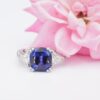 Platinum Sapphire Diamond Ring Natural Madagascar AGL Cert, view 4