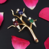Van Cleef & Arpels VCA 18k Gold Ruby Sapphire Emerald Bird Brooch Pin 2", view 3