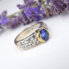 Vintage 18k Yellow Gold 2ct Oval Sapphire Pave Diamond Ring Size 6.75, view 5