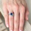 Vintage Platinum 2ct Natural Ceylon Sapphire Diamond Ring Set Size 8, view 7