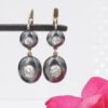 Antique French Yellow Gold Sterling Natural 2ct Diamond Drop Earrings 1", view 2
