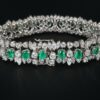 Natural Emerald and Diamond Bracelet 18k White Gold 26 carats 7", view 10