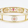 Masriera Ruby Diamond Bracelet Plique a Jour Red Floral Carpet 18k Gold 7, view 6