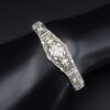 Classic Antique Art Deco 14k Gold 1ct Three Diamond Filigree Bracelet 6.5", view 3