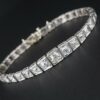 Antique Platinum 7 ctw Graduated Diamond Tennis Bracelet 7" Mine Cut, view 6