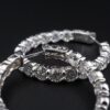 Diamond Hoop Earrings 18k White Gold 10 carat Natural 1.25", view 6