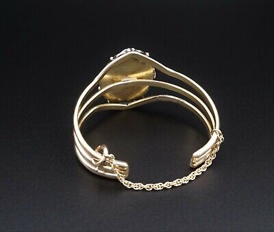 Navajo Emil Benally Vintage 14k Yellow Gold Turquoise Cuff Bracelet 6.25", view 6