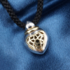 Designer 18k Heart Pendant Palladium Sapphire Pave Diamond Locket, view 2