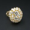 Vintage 18k Yellow Gold 4ct Pave Diamond Dome Ring Size 7.25 Adjustable, view 4