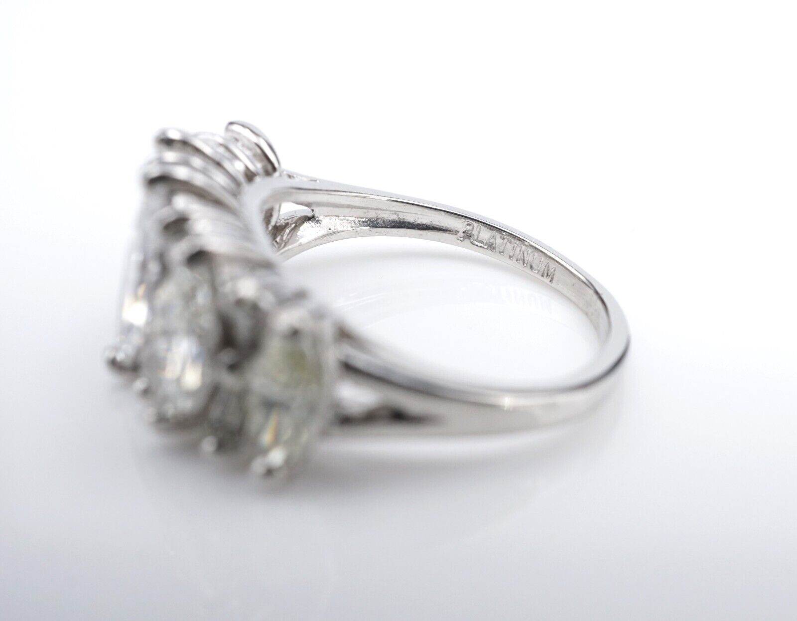 Platinum 2 ctw Marquise Diamond Cocktail Stacker Band Ring Size 5.75, view 5