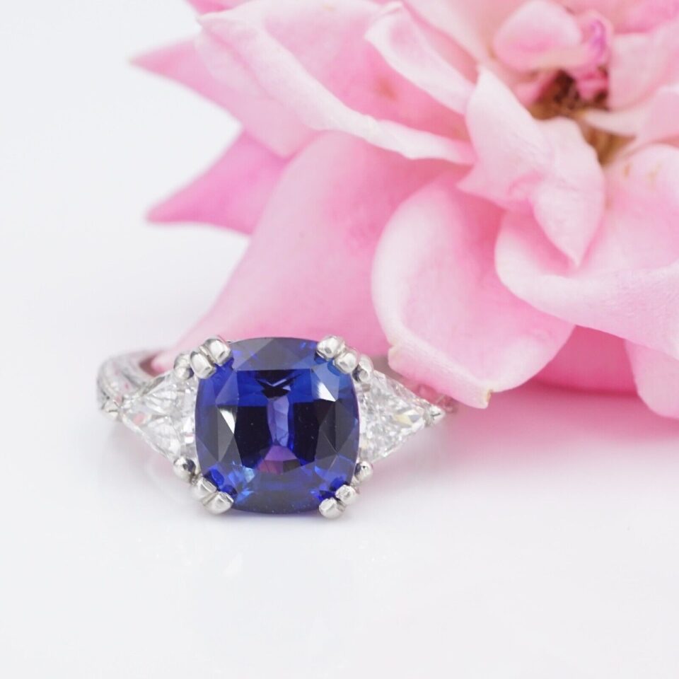 Platinum Sapphire Diamond Ring Natural Madagascar AGL Cert RG4216