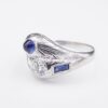 Vintage 18k Ring Sapphire Diamond White Gold 1 carat 1930s Size 7, view 1