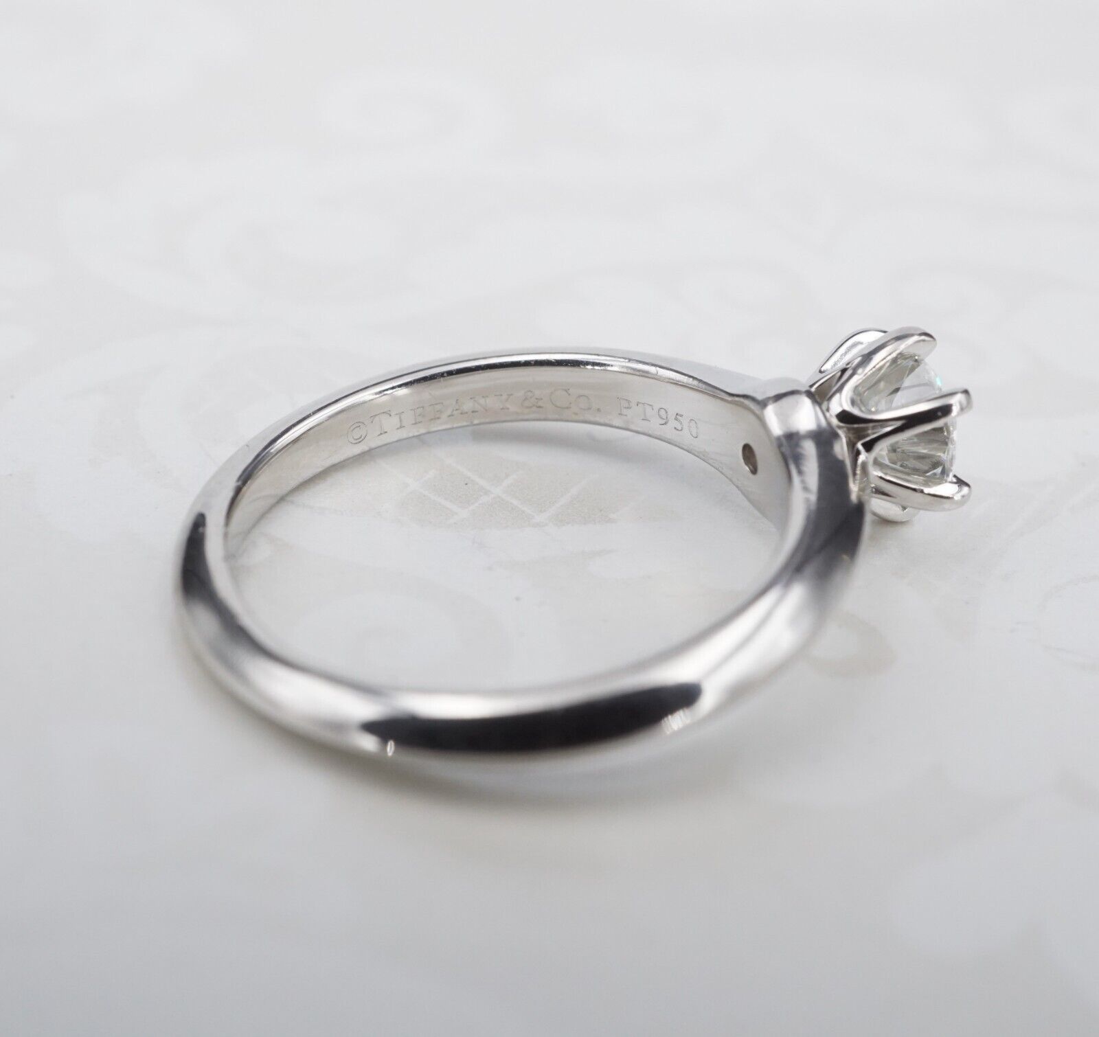 Tiffany & Co Diamond Engagement Ring Platinum .62ct H VS1 Size 5.5, view 7