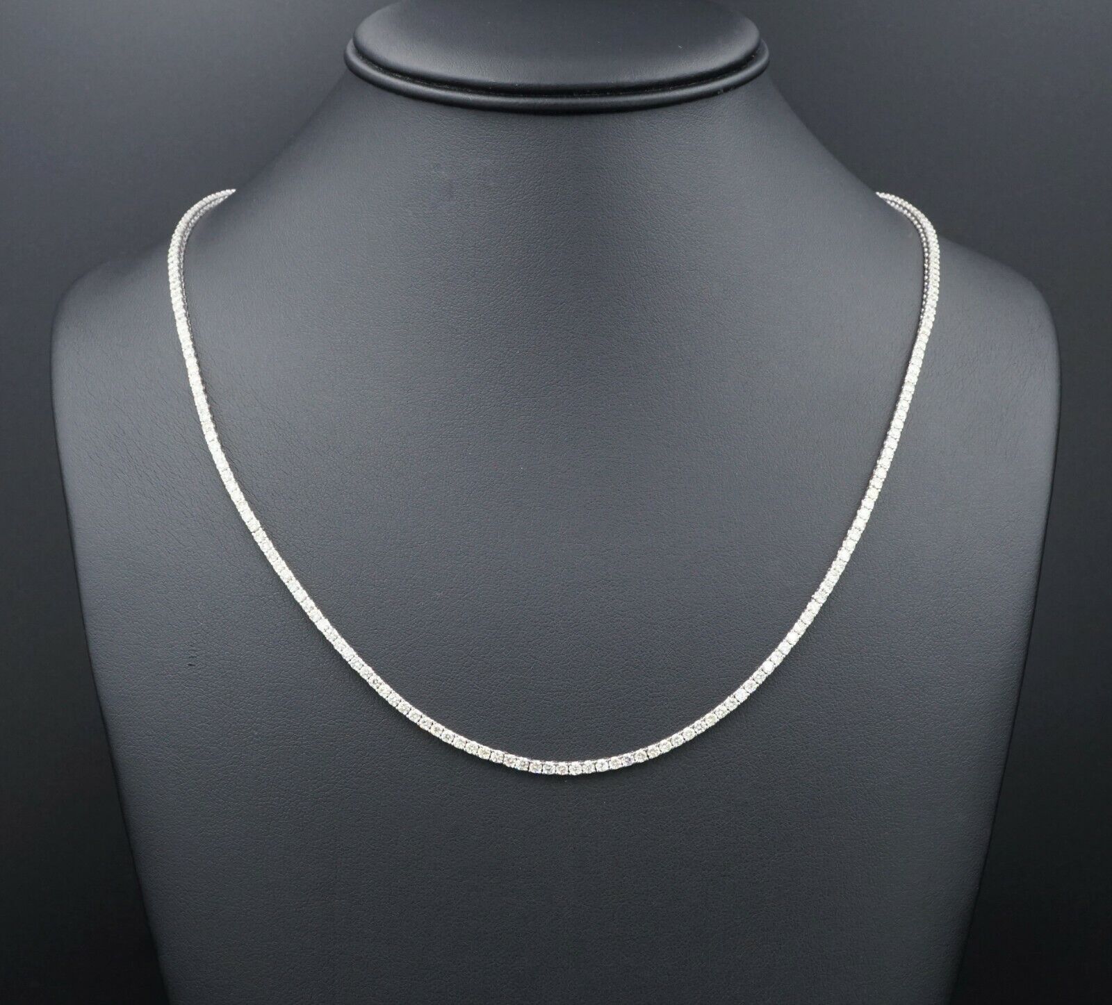 10ct Diamond Tennis Necklace 14k White Gold 22" Stackable, view 5
