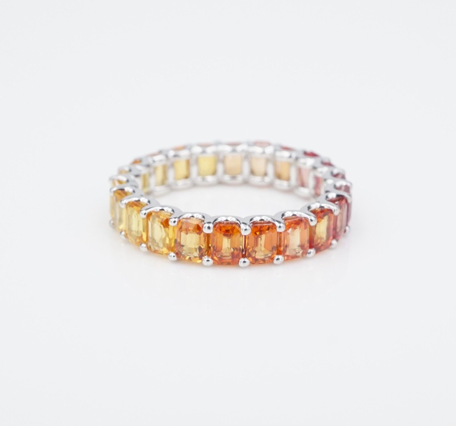 14k White Gold Ombre Sapphire 4ctw Eternity Band Ring Anniversary Size 7, view 5