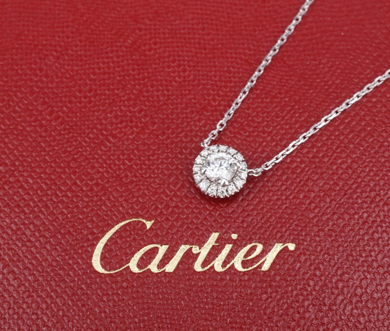Cartier Diamond Halo Destinée Necklace Platinum Pendant 16.5" Card Pouch, view 1