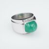 14k White Gold 4ct Diamond Sugarloaf Emerald Wide Band Ring Size 5, view 3