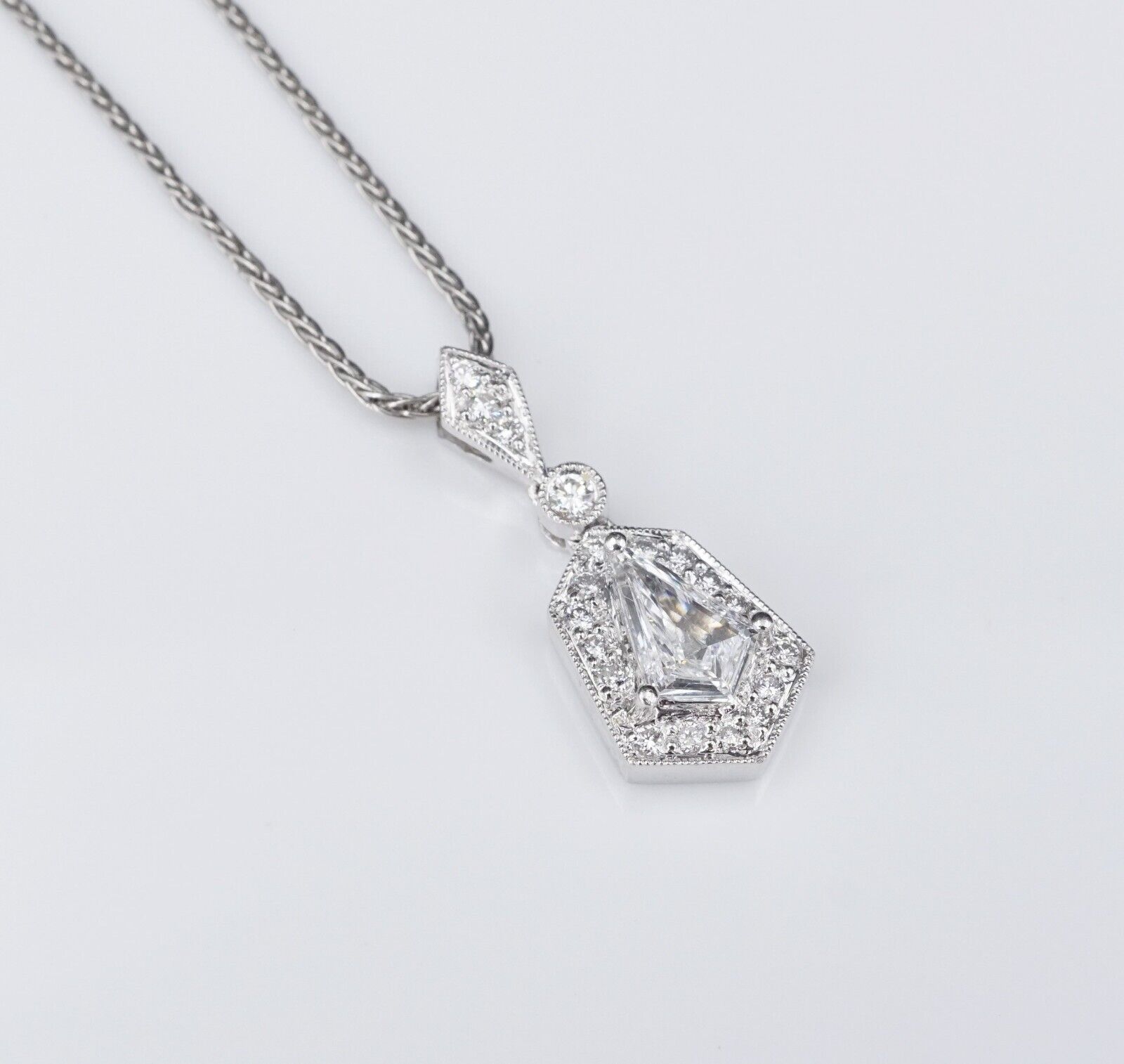 Henri Daussi 1ctw Natural Kite Diamond Cluster Pendant Necklace 18", view 6