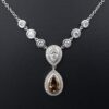 NWOT 18k Gold 3.4ct Pear Cut Chocolate Diamond Halo Pendant Necklace 16", view 3