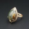 Vintage Ming's Jade Ring Bi-Color 14k Yellow Gold Size 5.5 13mm, view 3