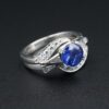 Vintage Platinum 2ct Natural Ceylon Sapphire Diamond Ring Set Size 8, view 1