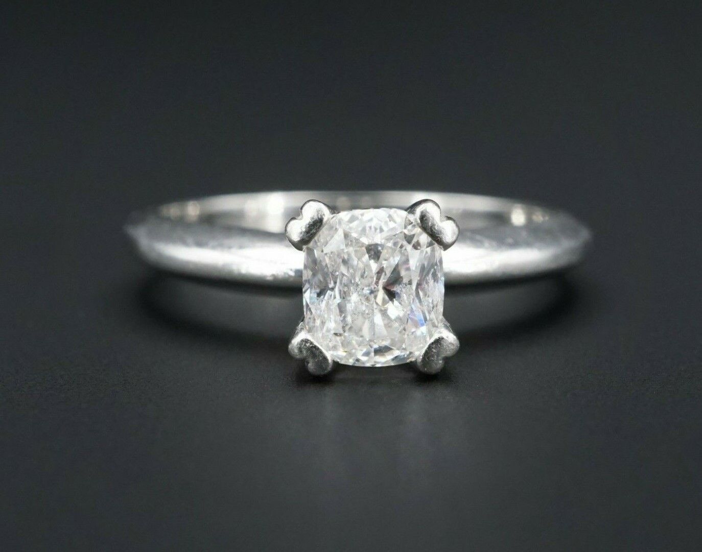 Platinum Solitaire 2/3 carat Cushion Cut Diamond Engagement Ring Size 6.5, view 1