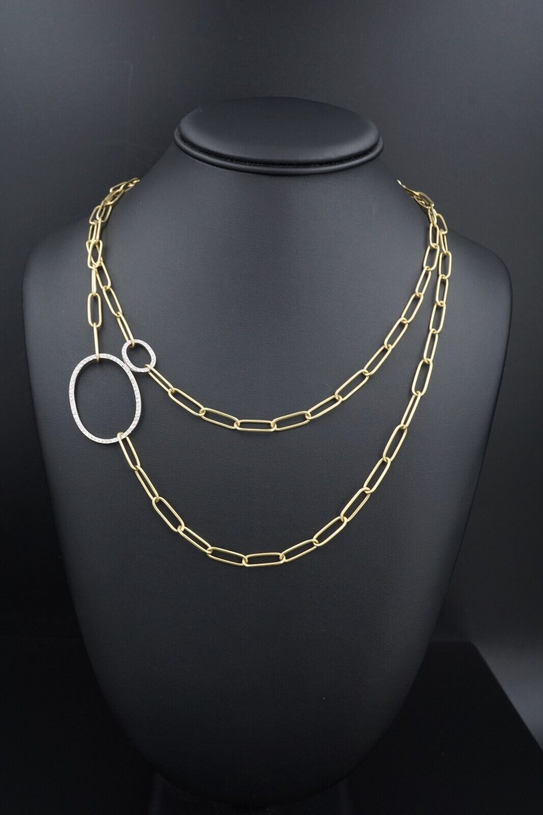 Ileana Makri 18k Gold Diamond Universe Oval Chain Necklace Paperclip 40", view 7