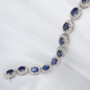 14k White Gold 16cttw Natural Sapphire Diamond Halo Tennis Bracelet 7.25", view 6