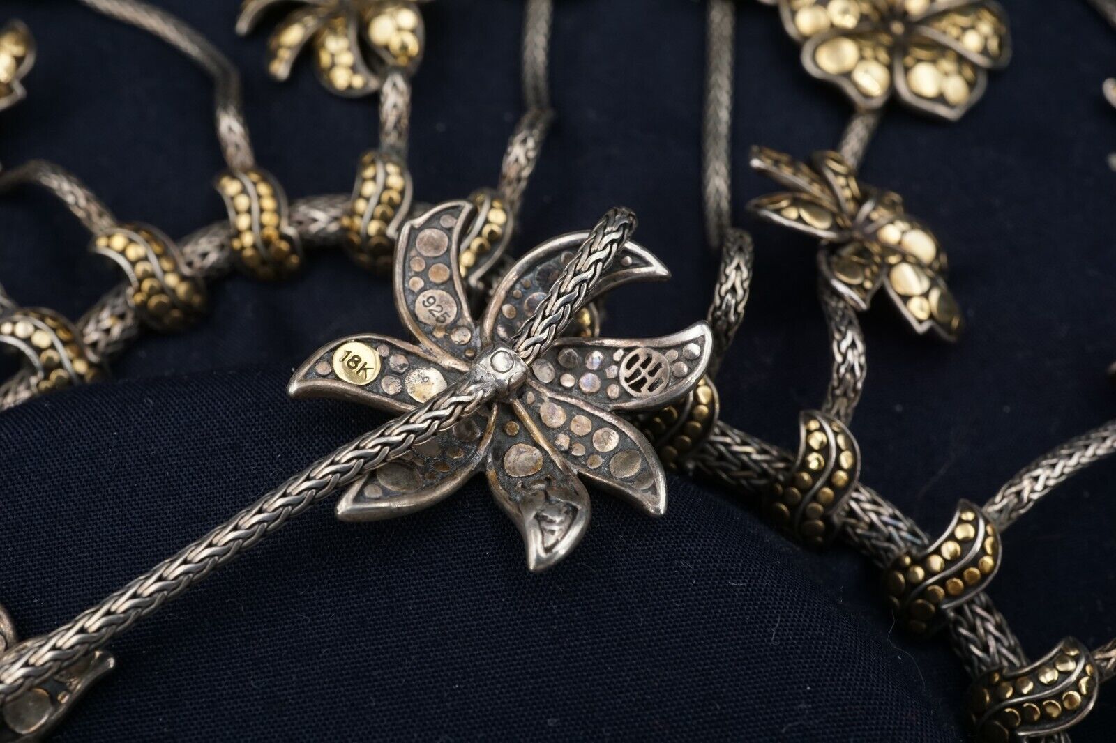 John Hardy Necklace Ayu Dot Flower Sterling Silver 18k OOAK Box, view 6