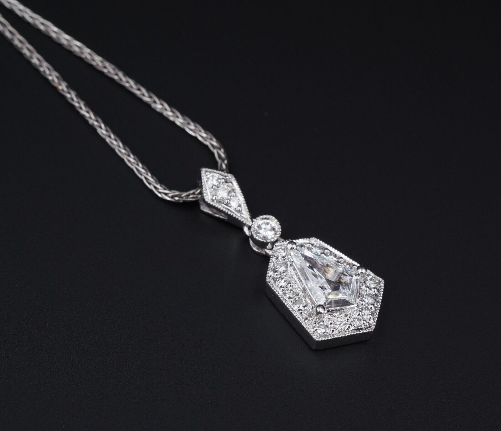 Henri Daussi 1ctw Natural Kite Diamond Cluster Pendant Necklace 18", view 3
