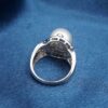 Vintage 18k Diamond Pearl Cocktail Ring Size 7.75 White Gold 11.5 mm, view 6