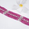 Cathy Waterman Platinum 7-Strand Floral Diamond Ruby Bead Bracelet 6.25", view 3