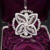 Antique Belle Epoque Platinum Diamond Floral Filigree Pendant Necklace, view 6