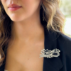 Diamond Ribbon Brooch 18k White Gold 9 carat 3" Luxe, view 3