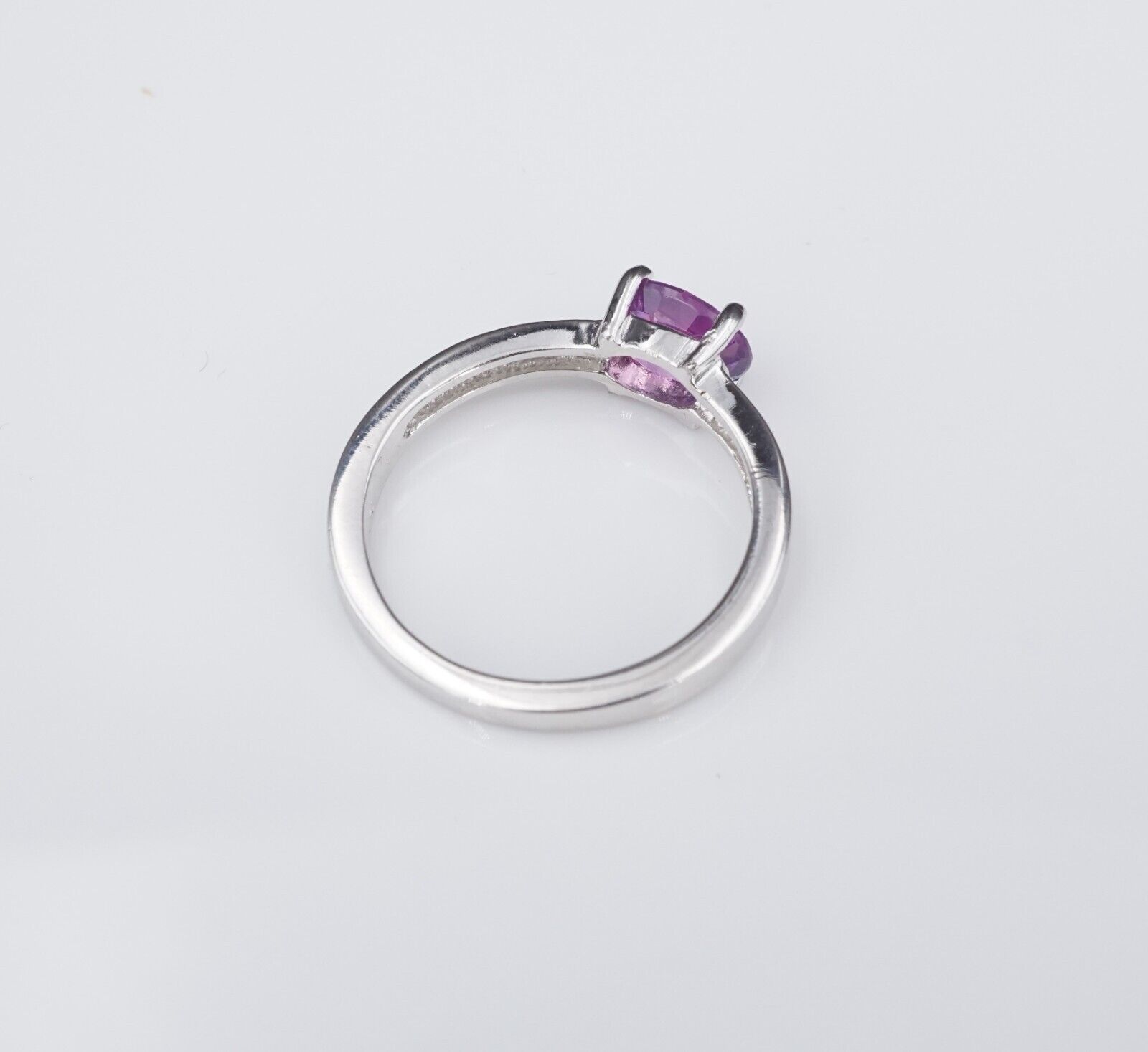 14k White Gold 1.36 ct No Heat Ceylon Pink Sapphire Solitaire Ring Size 7, view 6