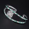 18k White Gold 4.5 carat Diamond Emerald Kick Cuff Bracelet 6.25", view 5