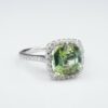Natural Green Tourmaline Diamond Halo Ring Platinum 3 carat Size 5.75, view 4