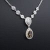NWOT 18k Gold 3.4ct Pear Cut Chocolate Diamond Halo Pendant Necklace 16", view 4