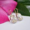 Antique Cushion Cut Diamond Earrings 4.2 carat 18k Gold Platinum 3/4", view 1