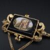 Antique 1850s 14k Gold Arch of Titus Micro Mosaic Inlay Brooch, view 5