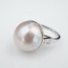 Vintage Mabe Pearl Diamond Ring Platinum Size 6.75 15 mm, view 4