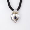 Designer 18k Heart Pendant Palladium Sapphire Pave Diamond Locket, view 4
