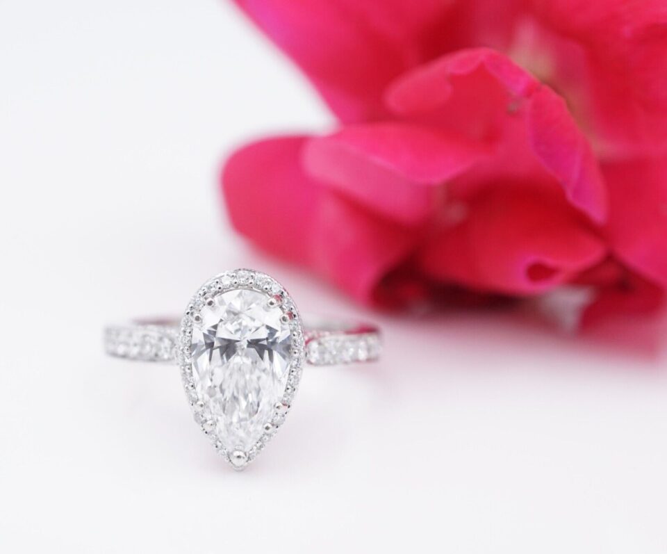 Tacori 1.5ct Pear Diamond Halo Engagement Ring GIA D SI1 Platinum Sz-6, view 3